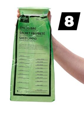 Medline Hi-Density Latex-Free Emesis Bags Sickness Cleanup Green 8 bags